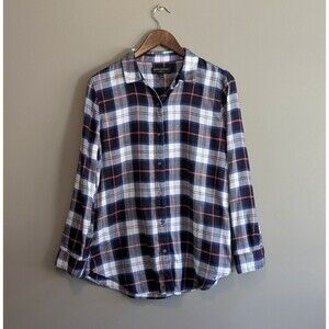 Banana Republic Plaid Button Down Shirt - Black, White, Pink